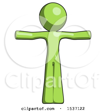 Green Design Mascot Man T-Pose Arms up Standing by Leo Blanchette
