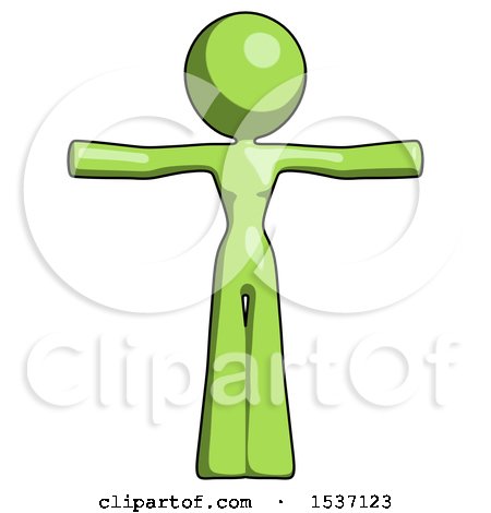 Green Design Mascot Woman T-Pose Arms up Standing by Leo Blanchette