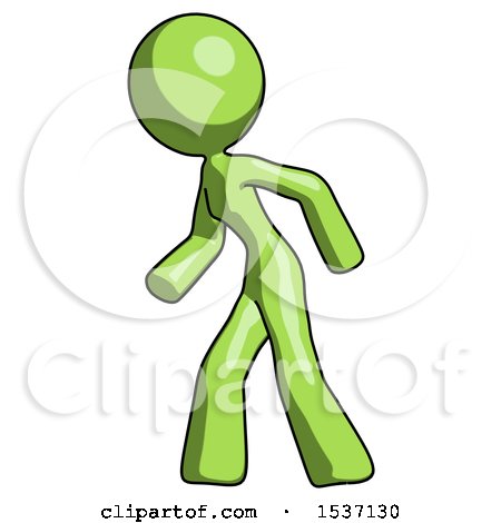 Green Design Mascot Woman Suspenseaction Pose Facing Left by Leo Blanchette