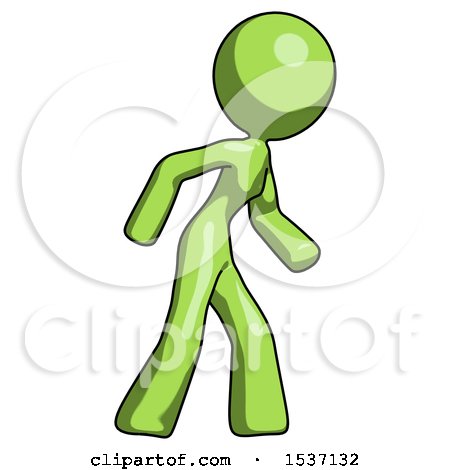 Green Design Mascot Woman Suspense Action Pose Facing Right by Leo Blanchette