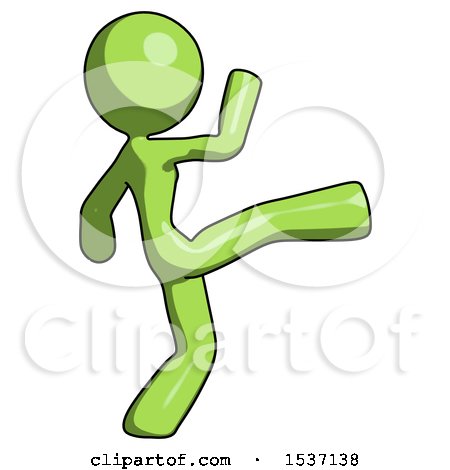 Green Design Mascot Woman Kick Pose by Leo Blanchette