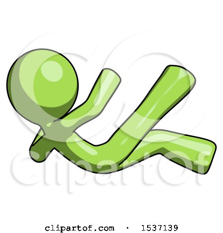 Green Design Mascot Man Falling Backwards by Leo Blanchette