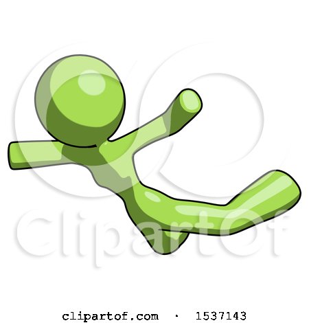 Green Design Mascot Woman Skydiving or Falling to Death by Leo Blanchette