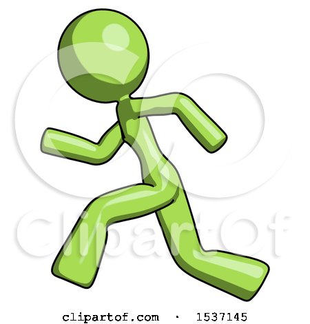 Green Design Mascot Woman Running Fast Left by Leo Blanchette