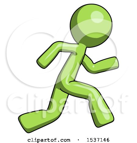 Green Design Mascot Man Running Fast Right by Leo Blanchette