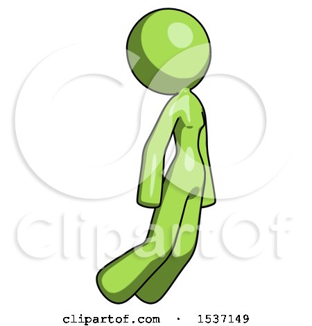 Green Design Mascot Woman Floating Through Air Right by Leo Blanchette