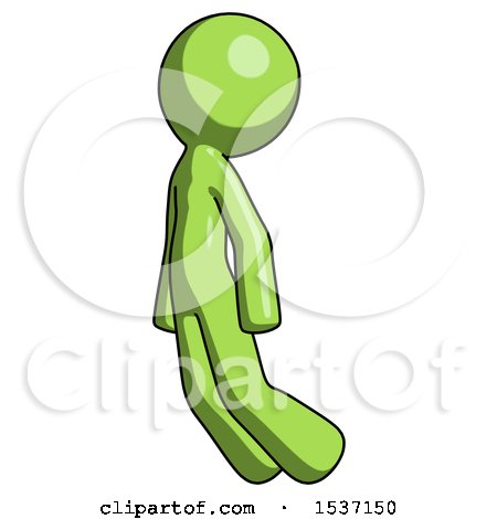 Green Design Mascot Man Floating Through Air Left by Leo Blanchette