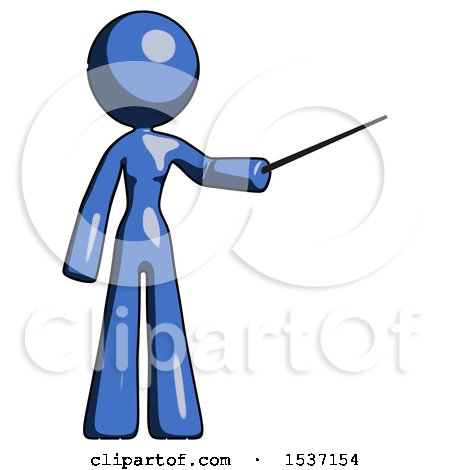 Blue Design Mascot Woman Teacher or Conductor with Stick or Baton Directing by Leo Blanchette