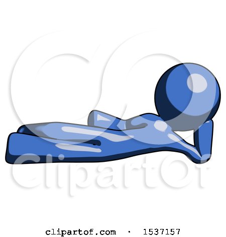 Blue Design Mascot Man Reclined on Side by Leo Blanchette