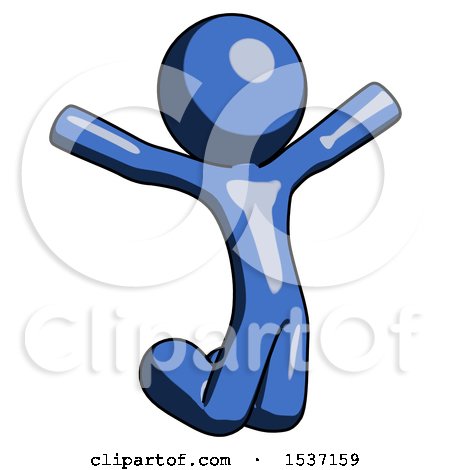 Blue Design Mascot Man Jumping or Kneeling with Gladness by Leo Blanchette