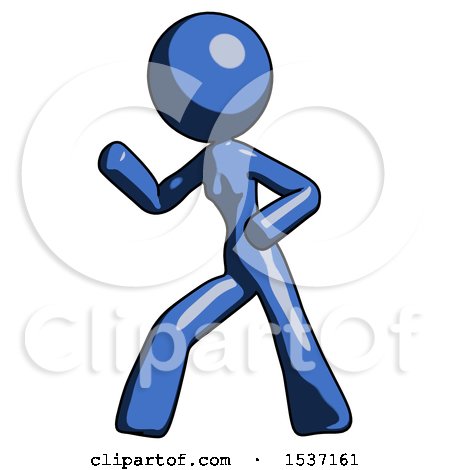 Blue Design Mascot Woman Martial Arts Defense Pose Left by Leo Blanchette