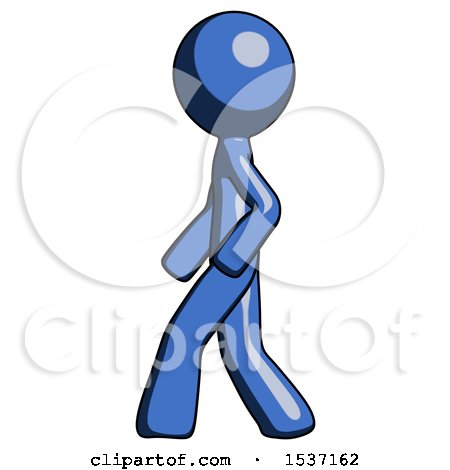 Blue Design Mascot Man Walking Left Side View by Leo Blanchette