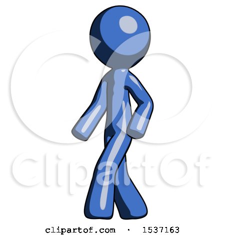 Blue Design Mascot Man Man Walking Turned Left Front View by Leo Blanchette