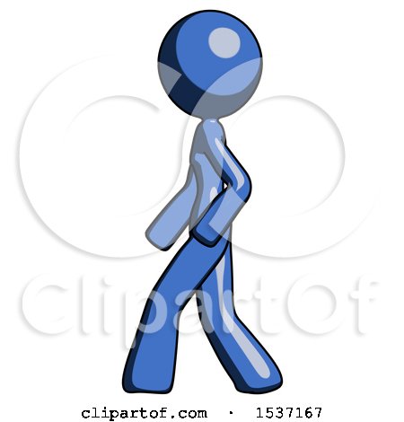 Blue Design Mascot Woman Walking Left Side View by Leo Blanchette