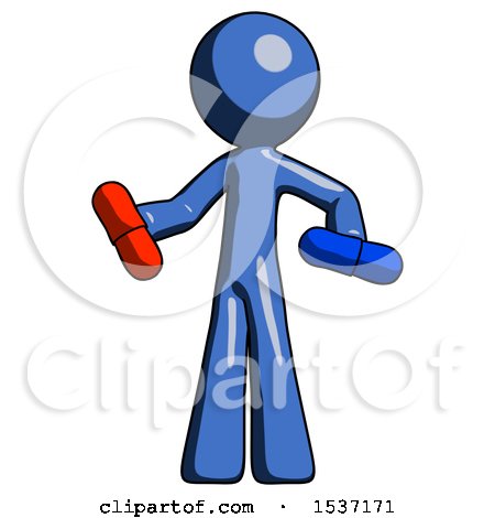 Blue Design Mascot Man Red Pill or Blue Pill Concept by Leo Blanchette