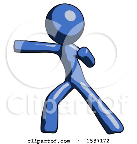 Blue Design Mascot Man Martial Arts Punch Left by Leo Blanchette