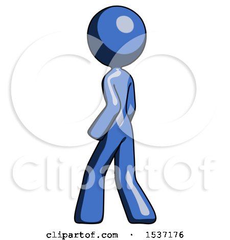 Blue Design Mascot Woman Walking Away Direction Left View by Leo Blanchette
