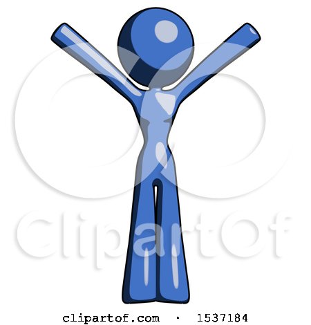 Blue Design Mascot Woman with Arms out Joyfully by Leo Blanchette
