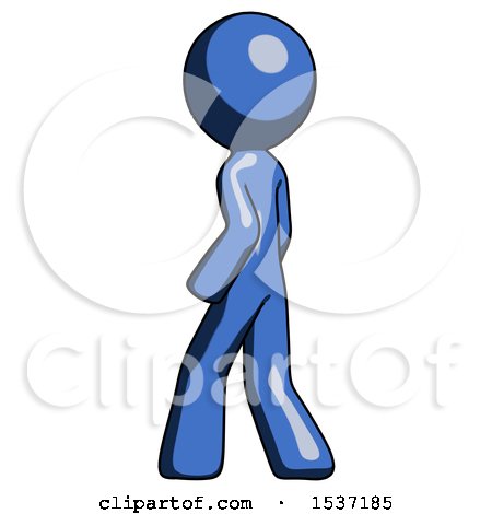 Blue Design Mascot Man Walking Away Direction Left View by Leo Blanchette