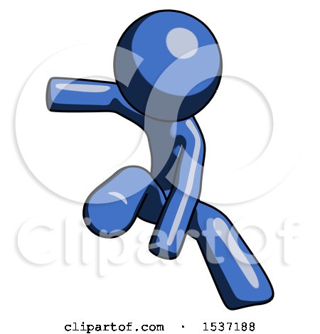 Blue Design Mascot Man Action Hero Jump Pose by Leo Blanchette