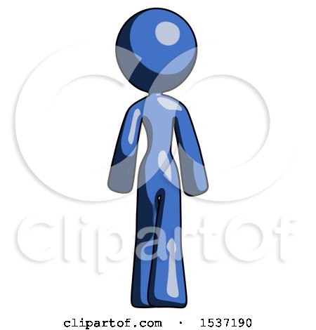 Blue Design Mascot Woman Walking Away, Back View by Leo Blanchette