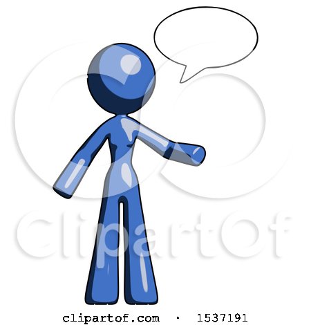 Blue Design Mascot Woman with Word Bubble Talking Chat Icon by Leo Blanchette