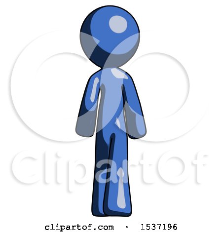 Blue Design Mascot Man Walking Away, Back View by Leo Blanchette