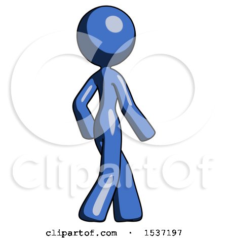 Blue Design Mascot Woman Walking Away Direction Right View by Leo Blanchette