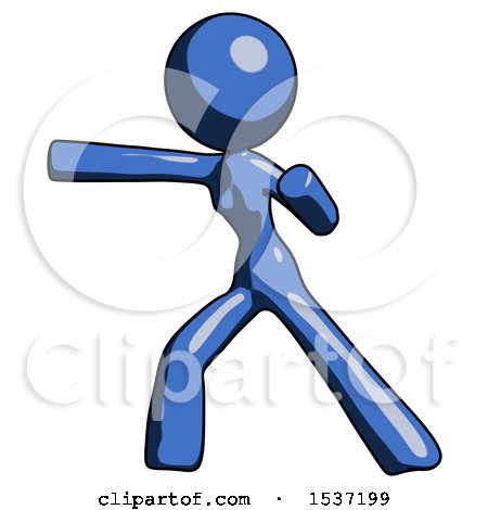 Blue Design Mascot Woman Martial Arts Punch Left by Leo Blanchette