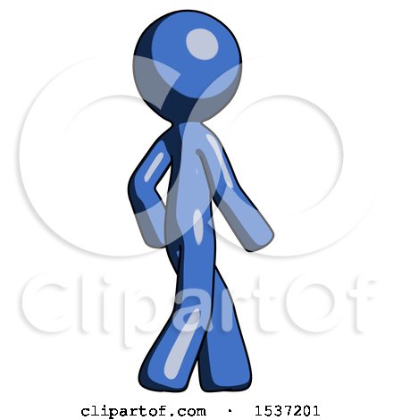 Blue Design Mascot Man Walking Away Direction Right View by Leo Blanchette