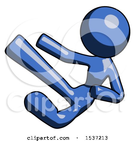 Blue Design Mascot Woman Flying Ninja Kick Left by Leo Blanchette