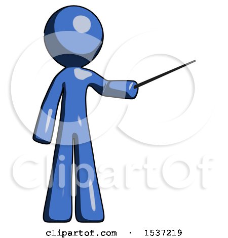 Blue Design Mascot Man Teacher or Conductor with Stick or Baton Directing by Leo Blanchette