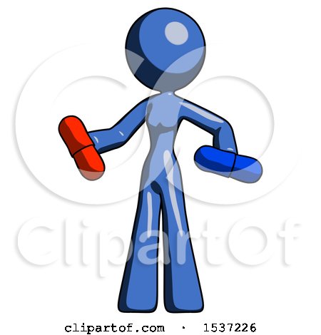 Blue Design Mascot Woman Red Pill or Blue Pill Concept by Leo Blanchette