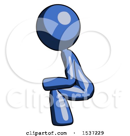 Blue Design Mascot Woman Squatting Facing Left by Leo Blanchette