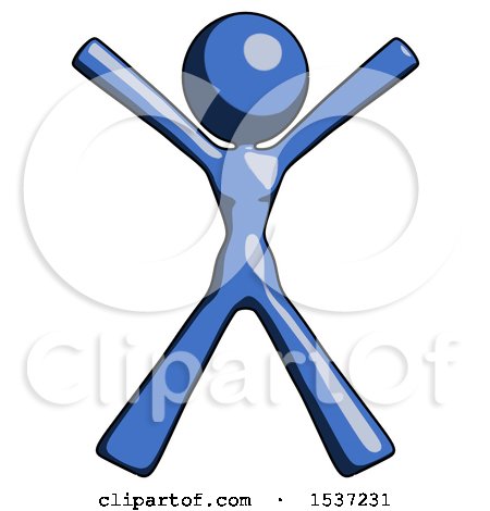 Blue Design Mascot Woman Jumping or Flailing by Leo Blanchette