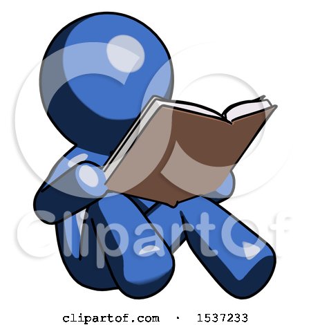 Blue Design Mascot Man Reading Book While Sitting down by Leo Blanchette