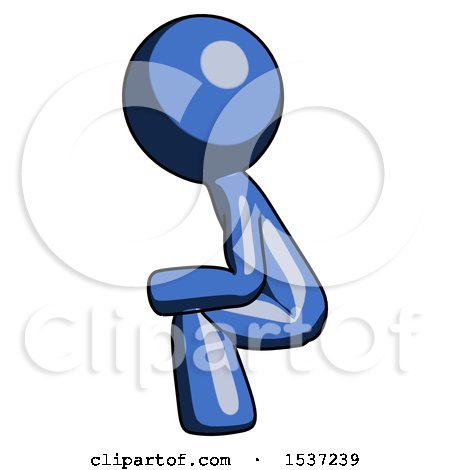 Blue Design Mascot Man Squatting Facing Left by Leo Blanchette