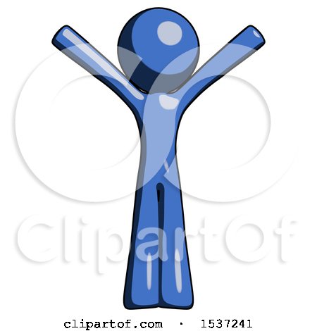 Blue Design Mascot Man with Arms out Joyfully by Leo Blanchette