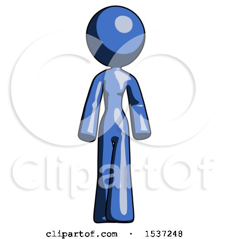 Blue Design Mascot Woman Walking Front View by Leo Blanchette