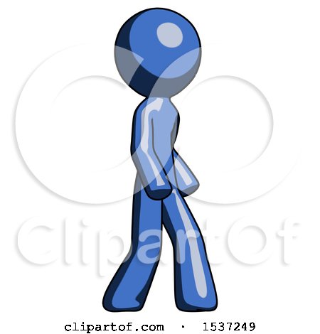 Blue Design Mascot Man Walking Turned Right Front View by Leo Blanchette
