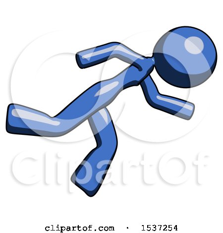 Blue Design Mascot Woman Running While Falling down by Leo Blanchette
