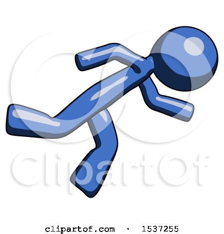 Blue Design Mascot Man Running While Falling down by Leo Blanchette