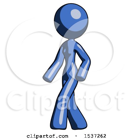 Blue Design Mascot Woman Man Walking Turned Left Front View by Leo Blanchette