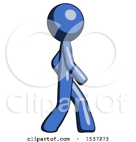Blue Design Mascot Man Walking Right Side View by Leo Blanchette