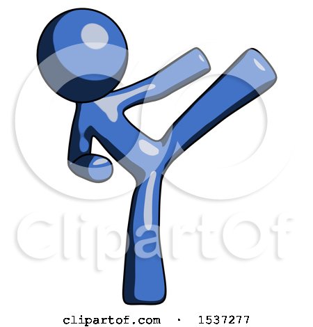 Blue Design Mascot Man Ninja Kick Right by Leo Blanchette