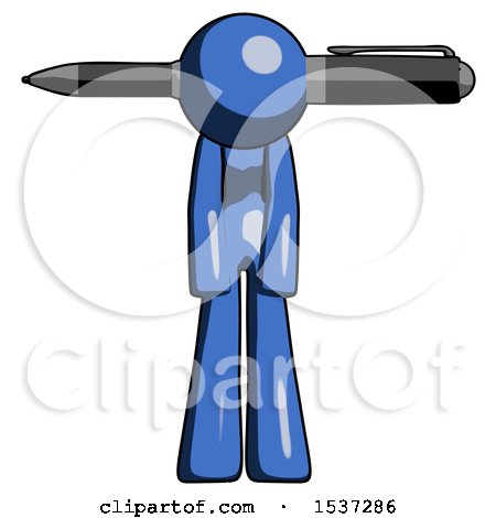 Blue Design Mascot Woman Pen Stuck Through Head by Leo Blanchette