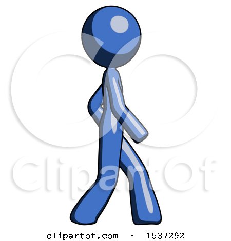 Blue Design Mascot Woman Walking Right Side View by Leo Blanchette
