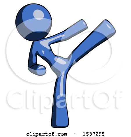 Blue Design Mascot Woman Ninja Kick Right by Leo Blanchette