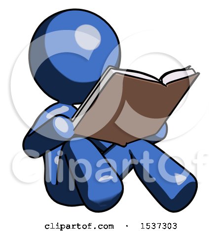 Blue Design Mascot Woman Reading Book While Sitting down by Leo Blanchette
