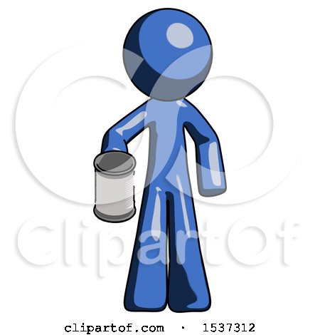 Blue Design Mascot Man Begger Holding Can Begging or Asking for Charity by Leo Blanchette